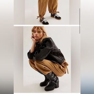 NWOT Free People Tie Side Tweed Herringbone Trouser Pants M